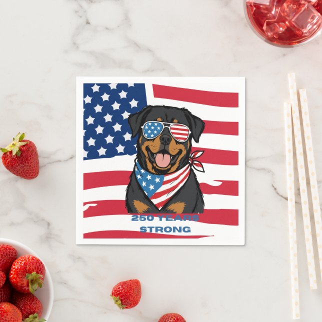 Serviette En Papier Rottweiler patriotique  (En situation)