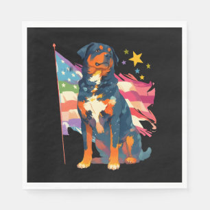 Serviette En Papier Rottweiler patriotique avec Art Drapeau des Etats-