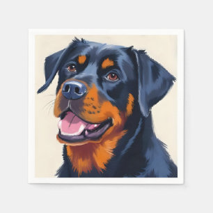 Serviette En Papier Rottweiler   Peinture aquarelle de chien animal de