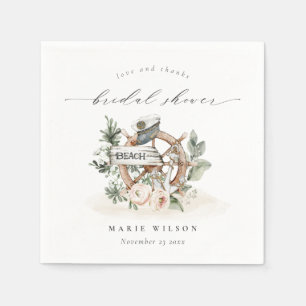 Serviette En Papier Roue d'ancre nautique feuillue florale Baby Shower