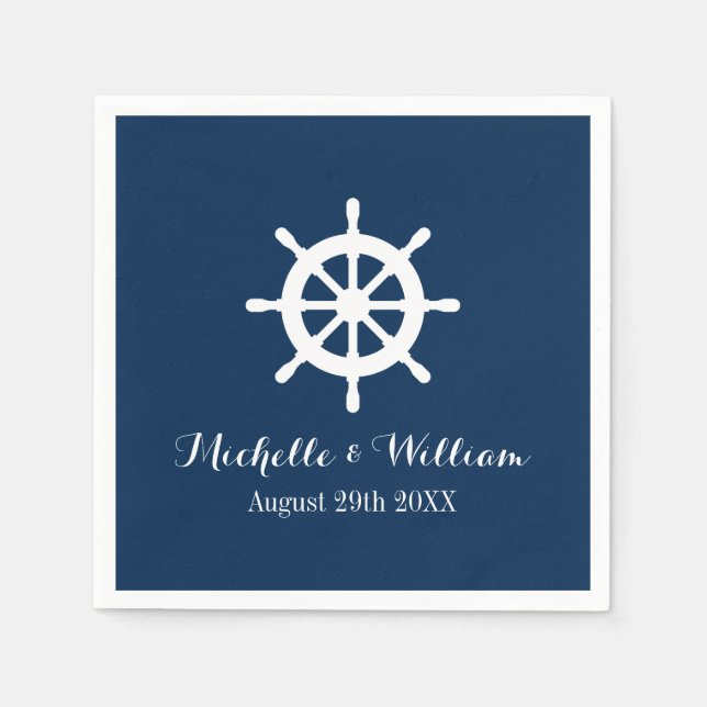 Serviette En Papier Roue de bateau nautique serviettes personnalisées  (Devant)