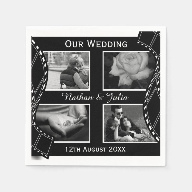 Serviette En Papier Roue de film noir et blanc (Devant)