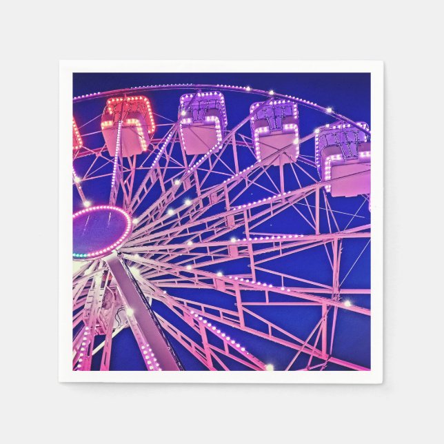 Serviette En Papier Roue Ferris rouge et violet (Devant)
