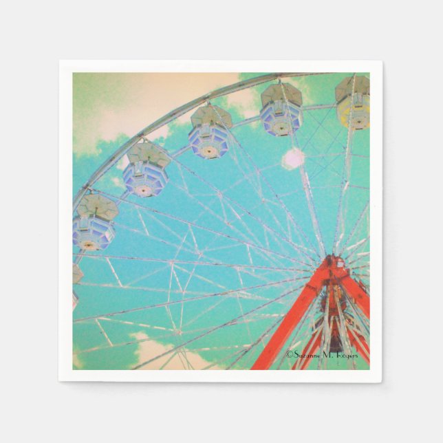 Serviette En Papier Roue Retro Circus Ferris - Papier (Devant)