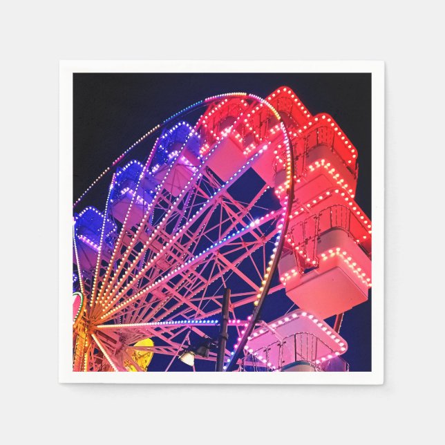 Serviette En Papier Roue rouge et bleue Ferris (Devant)