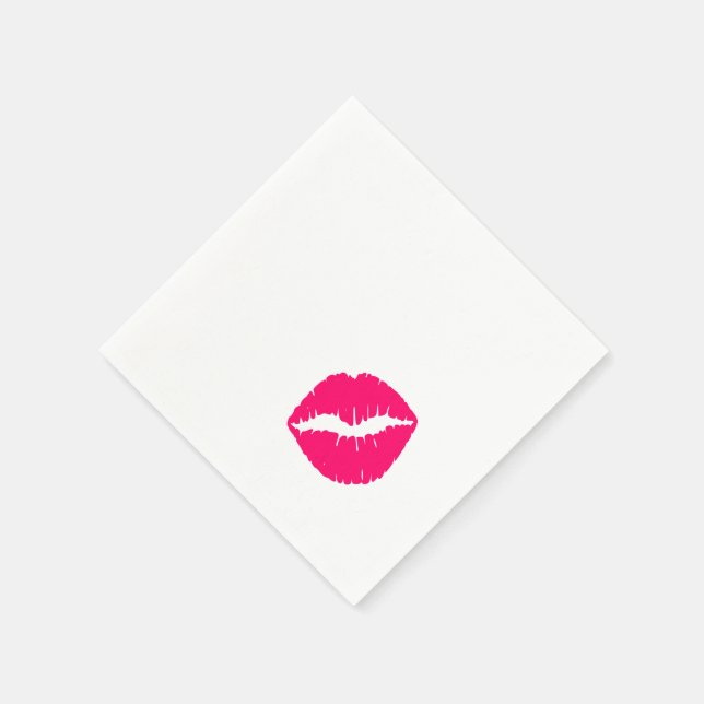 Serviette En Papier Rouge à lèvres rose vif taché (Coin)