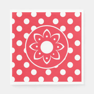 Serviette En Papier Rouge à pois blancs 