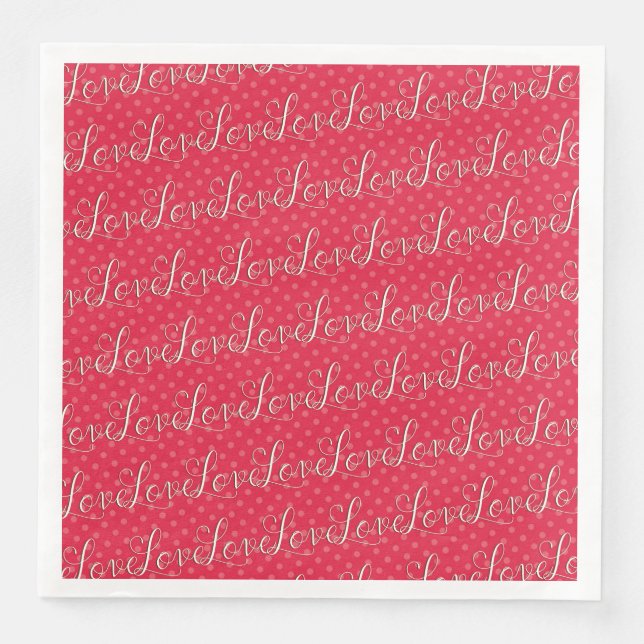 Serviette En Papier Rouge AMOUR AMOUR AMOUR (Devant)