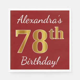 Serviette En Papier Rouge, anniversaire d'or de Faux