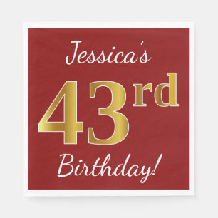 Serviette En Papier Rouge, anniversaire d'or de Faux