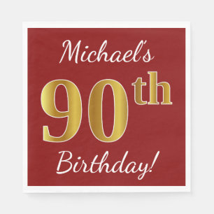 Serviette En Papier Rouge, anniversaire d'or de Faux