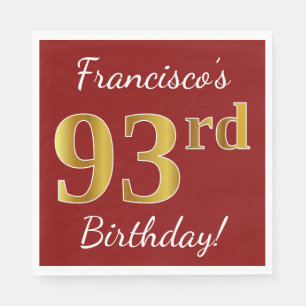 Serviette En Papier Rouge, anniversaire d'or de Faux