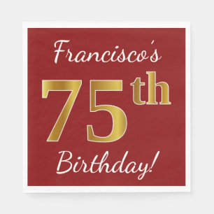Serviette En Papier Rouge, anniversaire d'or de Faux