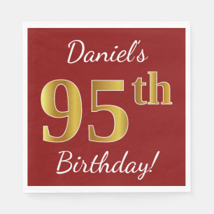 Serviette En Papier Rouge, anniversaire d'or de Faux