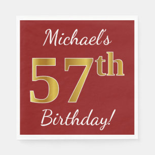 Serviette En Papier Rouge, anniversaire d'or de Faux