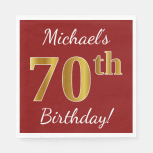 Serviette En Papier Rouge, anniversaire d'or de Faux soixante-dixième
