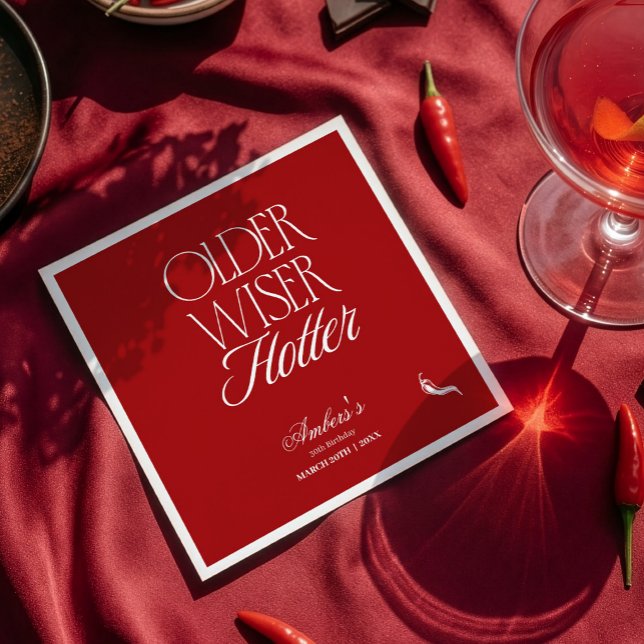Serviette En Papier Rouge Anniversaire Plus âgée Plus sage Plus sexy (Créateur téléchargé)