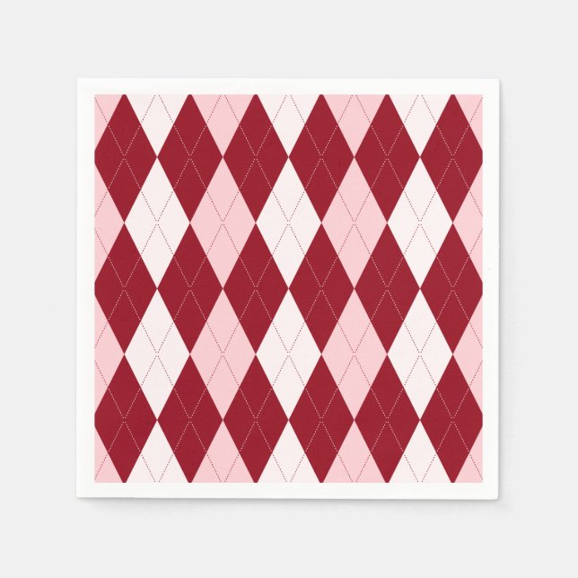 Serviette En Papier Rouge Argyle Rouge Clair Petit Diamant (Devant)