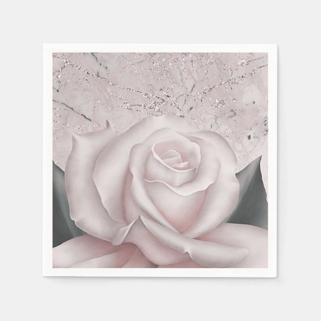 Serviette En Papier Rouge aux Joues Rose Blanche Glam Moderne Mariage  (Devant)