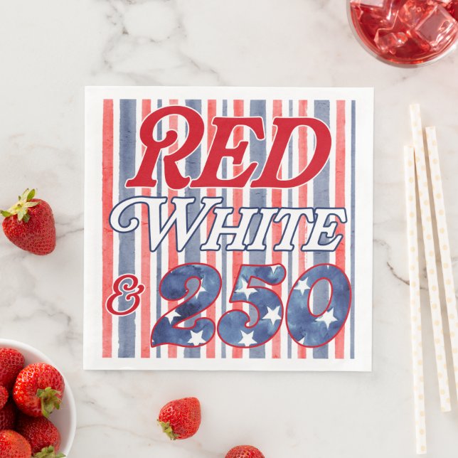Serviette En Papier Rouge Blanc & 250 (En situation)