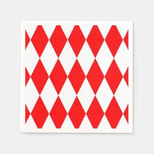 Serviette En Papier Rouge blanc Arlequin Diamants Checkers Design