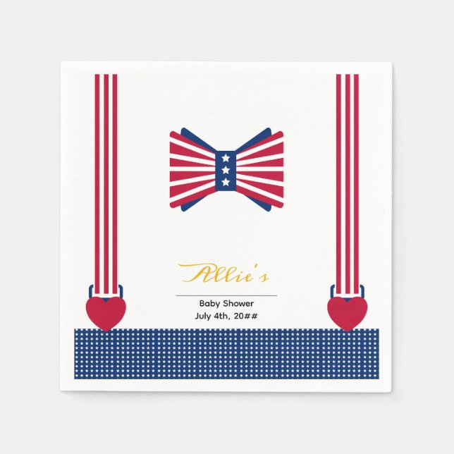 Serviette En Papier Rouge Blanc & Bleu 4 juillet Baby shower (Devant)