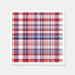 Serviette En Papier Rouge, Blanc, Bleu Preppy Madras Plaid