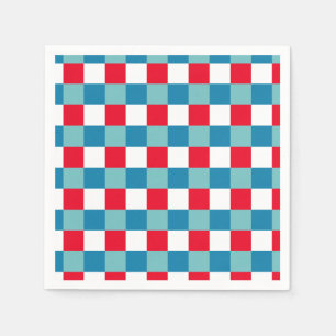 Serviette En Papier Rouge Blanc Bleu Tartan Carreaux 4 Juillet Rétro