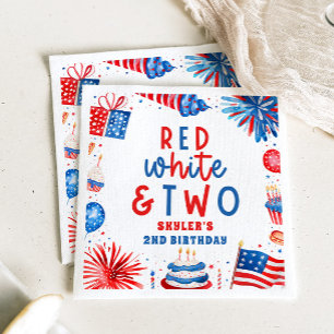Serviette En Papier Rouge Blanc & Deux Fête du 4 juillet pour un 2ème 