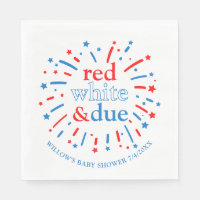 Rouge blanc et Baby shower dû serviettes