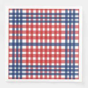 Serviette En Papier Rouge blanc et bleu En vichy plaid