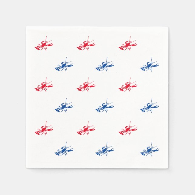 Serviette En Papier Rouge blanc homard bleu motif Papier patriotique (Devant)