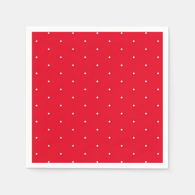 Serviette En Papier Rouge & blanc mignon pois élégant chic (Devant)