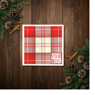 Serviette En Papier rouge & blanc tartan -ajouter le logo