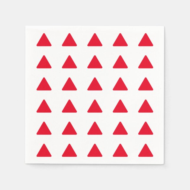 Serviette En Papier Rouge Blanc Triangle Motif Art moderne (Devant)