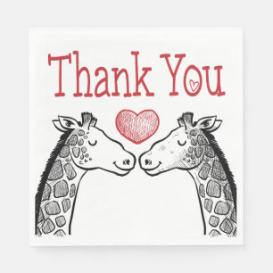 Serviette En Papier Rouge Bourgogne Merci Girafe Amour Mariage