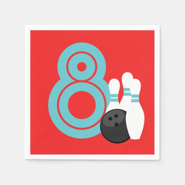 Serviette En Papier Rouge Bowling papier d'anniversaire Napkins (Devant)