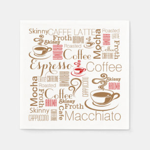Serviette En Papier Rouge-brun chic de café