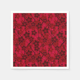 Serviette En Papier rouge brun floral rustique mode motif rétro