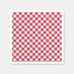 Serviette En Papier Rouge Cerise Gingham Rétro