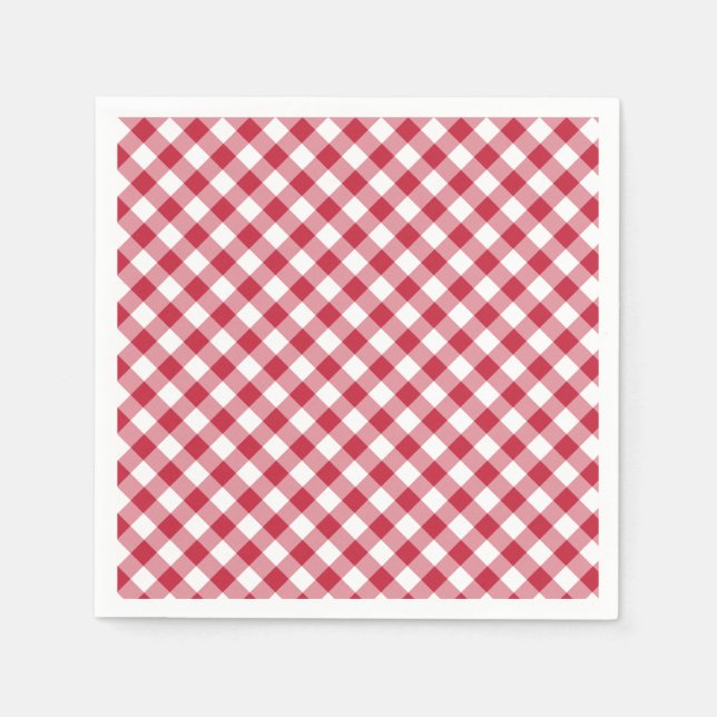 Serviette En Papier Rouge Cerise Gingham Rétro (Devant)