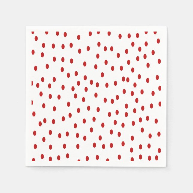 Serviette En Papier Rouge classique sur Pois blanc (Devant)