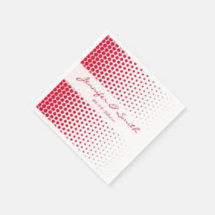 Serviette En Papier Rouge de cadmium pois moderne blanc