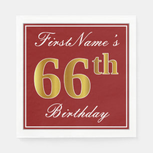 Serviette En Papier Rouge élégant, anniversaire d'or de Faux