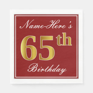 Serviette En Papier Rouge élégant, anniversaire d'or de Faux