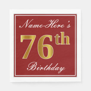 Serviette En Papier Rouge élégant, anniversaire d'or de Faux