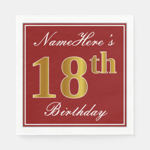 Serviette En Papier Rouge élégant, anniversaire d'or de Faux 18ème 