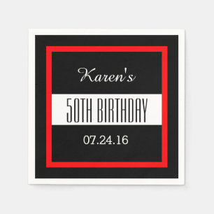 Serviette En Papier Rouge et noir 50e anniversaire Custom V004