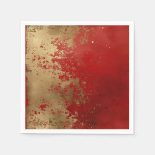 Serviette En Papier Rouge et Or Grunge