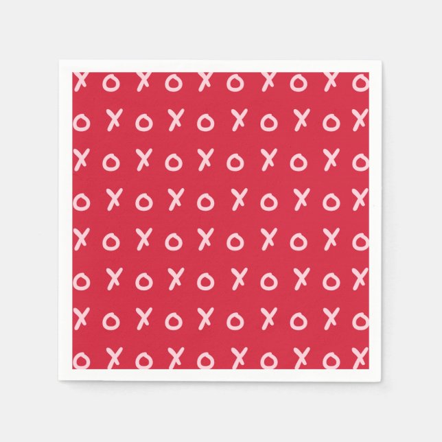 Serviette En Papier Rouge et rose clair X O XO XO XO's Trendy Cute (Devant)